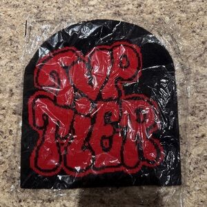 Black and Red Graphic Beanie